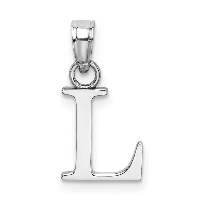14K White Gold Polished Block Letter L Initial Pendant TreasureFineJewelers Necklaces 14K White Gold Polished Block Letter L Initial Pendant TreasureFineJewelers Necklaces