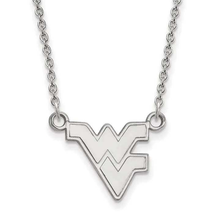 14K White Gold West Virginia University Small Pendant with Necklace TreasureFineJewelers Necklaces 14K White Gold West Virginia University Small Pendant with Necklace TreasureFineJewelers Necklaces