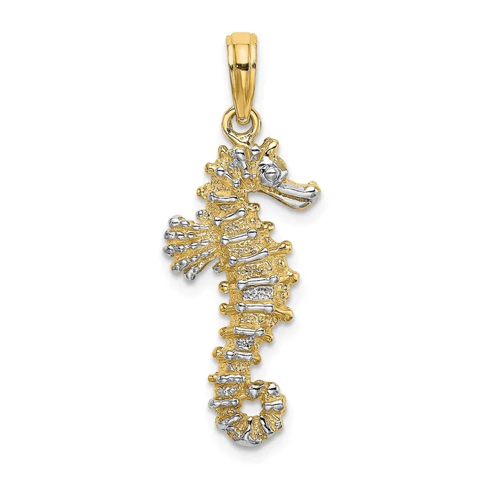14K with White Rhodium 3D Seahorse Charm TreasureFineJewelers Charm Necklaces 14K with White Rhodium 3D Seahorse Charm TreasureFineJewelers Charm Necklaces