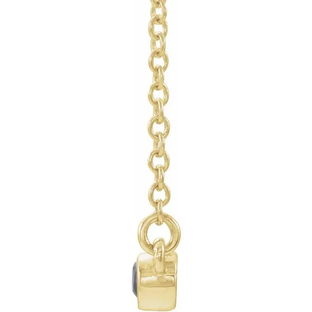 14K Yellow Blue Sapphire BezelSet Bar 18 Necklace TreasureFineJewelers Necklaces