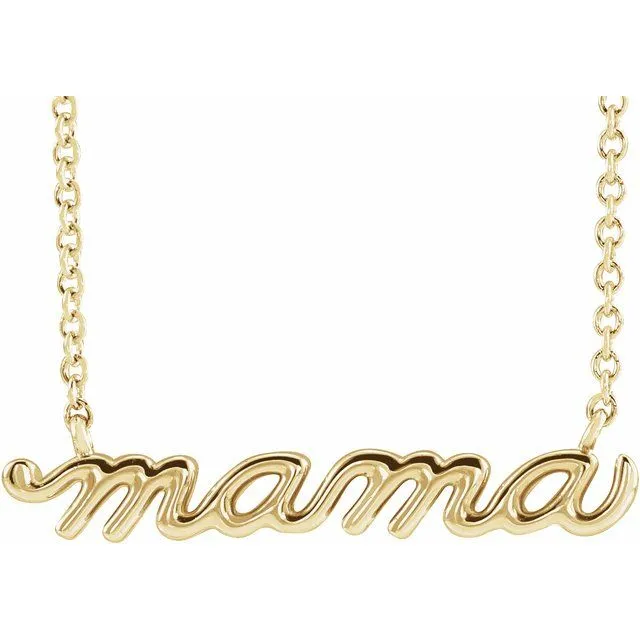 14K Yellow Gold Petite Mama Script 18 Necklace TreasureFineJewelers Necklaces 14K Yellow Gold Petite Mama Script 18 Necklace TreasureFineJewelers Necklaces