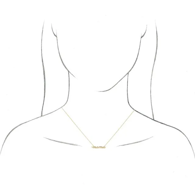 14K Yellow Gold Petite Mama Script 18 Necklace TreasureFineJewelers Necklaces