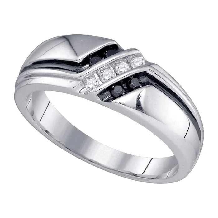 14kt white gold mens round black color enhanced diamond band ring 15 cttw95620 North Arrow Shop Rings 14kt white gold mens round black color enhanced diamond band ring 15 cttw95620 North Arrow Shop Rings