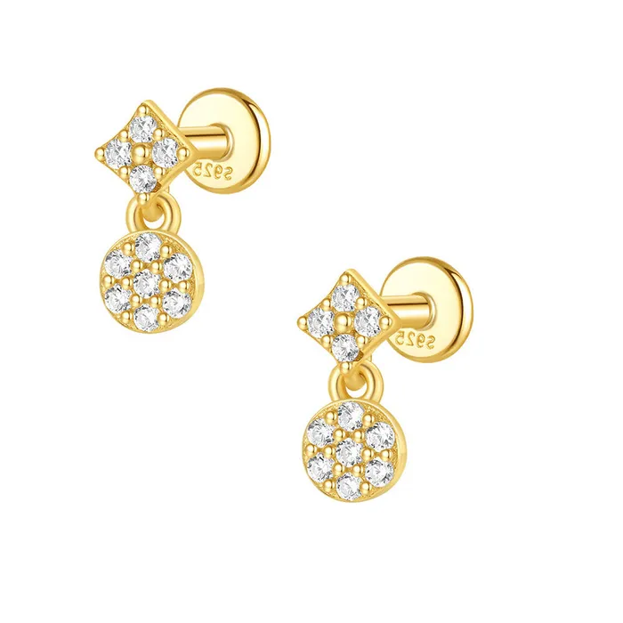 925 Silver Disc Drop Flat Back Earrings Trendolla Jewelry Earrings