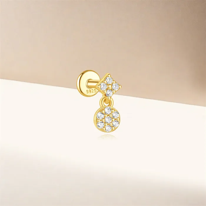 925 Silver Disc Drop Flat Back Earrings Trendolla Jewelry Earrings