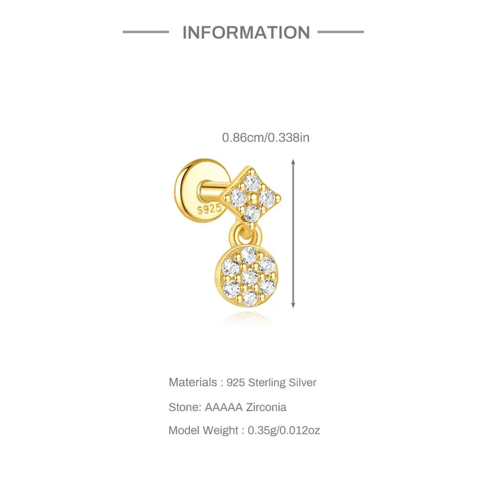 925 Silver Disc Drop Flat Back Earrings Trendolla Jewelry Earrings