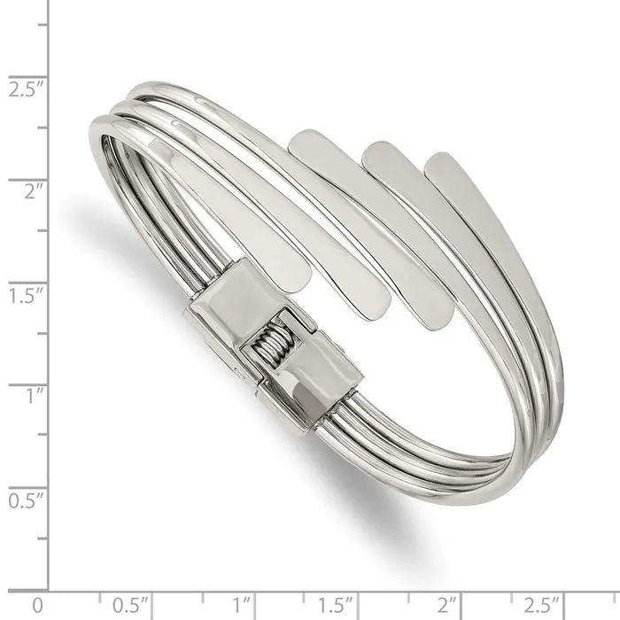 Bracelets TreasureFineJewelers Stainless Steel Polished Hinged Bangle