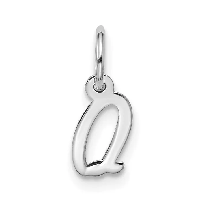 Charm Necklaces 10k White Gold Small Script Initial Q Charm TreasureFineJewelers Charm Necklaces 10k White Gold Small Script Initial Q Charm TreasureFineJewelers