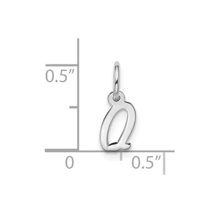 Charm Necklaces 10k White Gold Small Script Initial Q Charm TreasureFineJewelers
