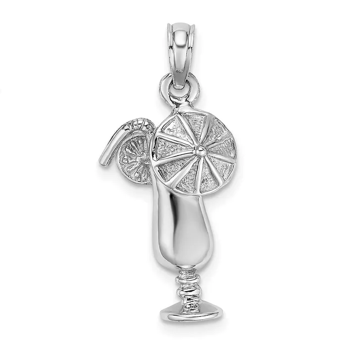 Charm Necklaces 14K White Gold Polished Tropical Drink Charm TreasureFineJewelers Charm Necklaces 14K White Gold Polished Tropical Drink Charm TreasureFineJewelers