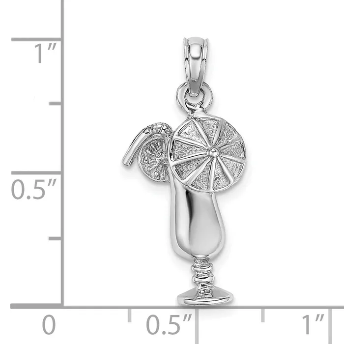 Charm Necklaces 14K White Gold Polished Tropical Drink Charm TreasureFineJewelers