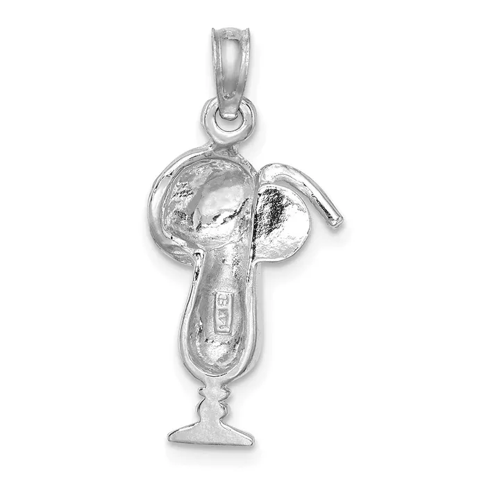 Charm Necklaces 14K White Gold Polished Tropical Drink Charm TreasureFineJewelers