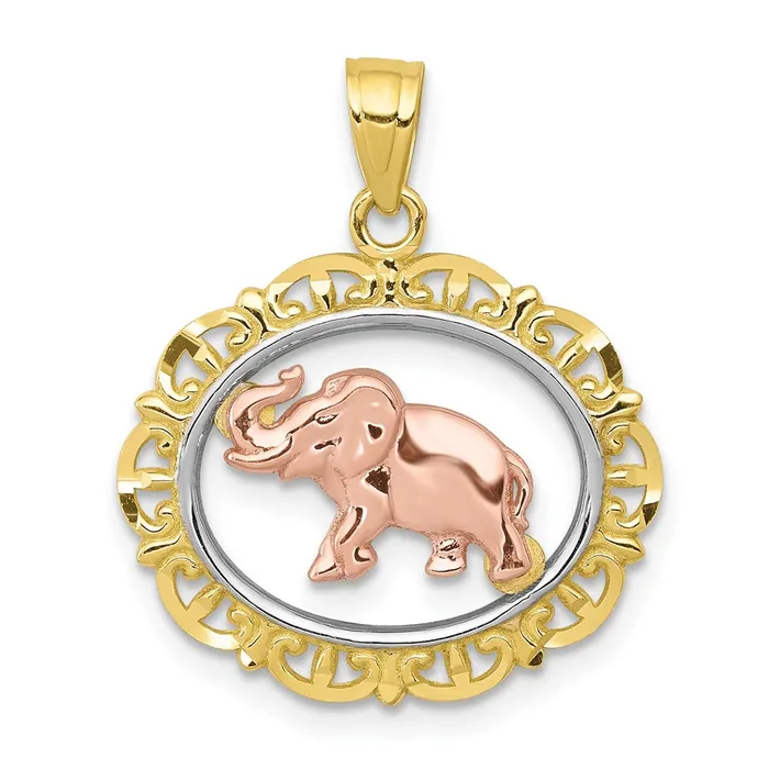 Charm Necklaces TreasureFineJewelers 10k Twotone Elephant Charm