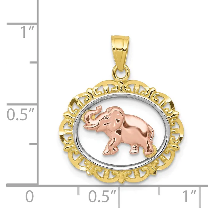 Charm Necklaces TreasureFineJewelers 10k Twotone Elephant Charm