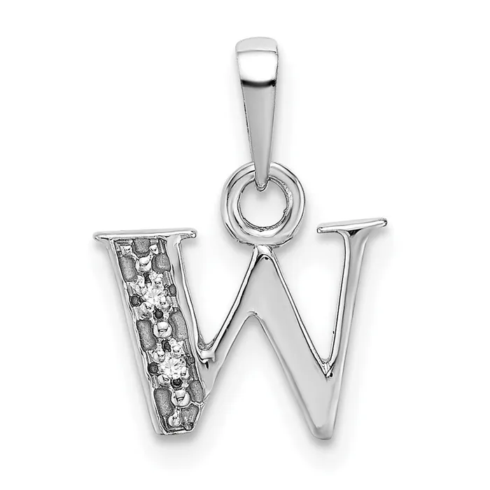 Charm Necklaces TreasureFineJewelers 10k White Gold Initial W Charm
