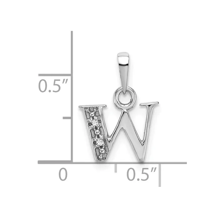 Charm Necklaces TreasureFineJewelers 10k White Gold Initial W Charm