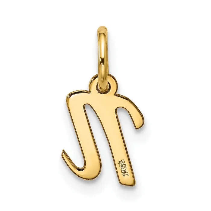 Charm Necklaces TreasureFineJewelers 10k Yellow Gold Small Script Initial N Charm