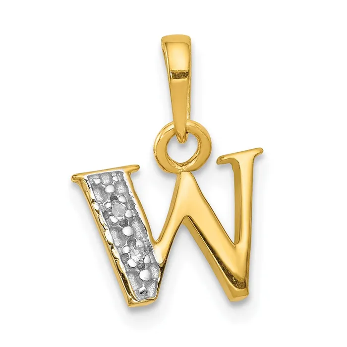 Charm Necklaces TreasureFineJewelers 10k Yellow wRhodium and Rhodium Diamond Initial W Charm Charm Necklaces TreasureFineJewelers 10k Yellow wRhodium and Rhodium Diamond Initial W Charm