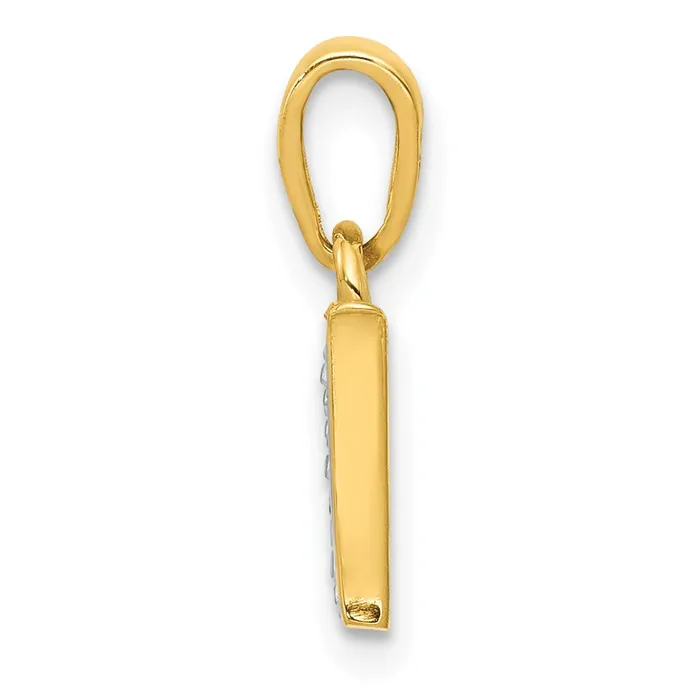 Charm Necklaces TreasureFineJewelers 10k Yellow wRhodium and Rhodium Diamond Initial W Charm