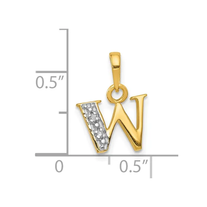 Charm Necklaces TreasureFineJewelers 10k Yellow wRhodium and Rhodium Diamond Initial W Charm