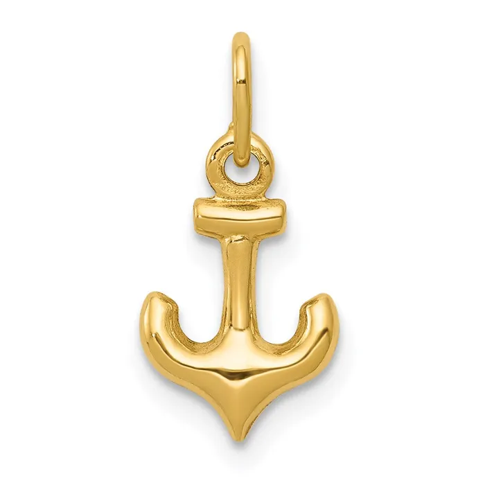 Charm Necklaces TreasureFineJewelers 14k Anchor Charm