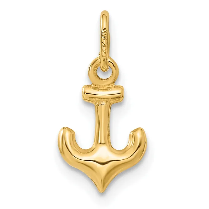 Charm Necklaces TreasureFineJewelers 14k Anchor Charm