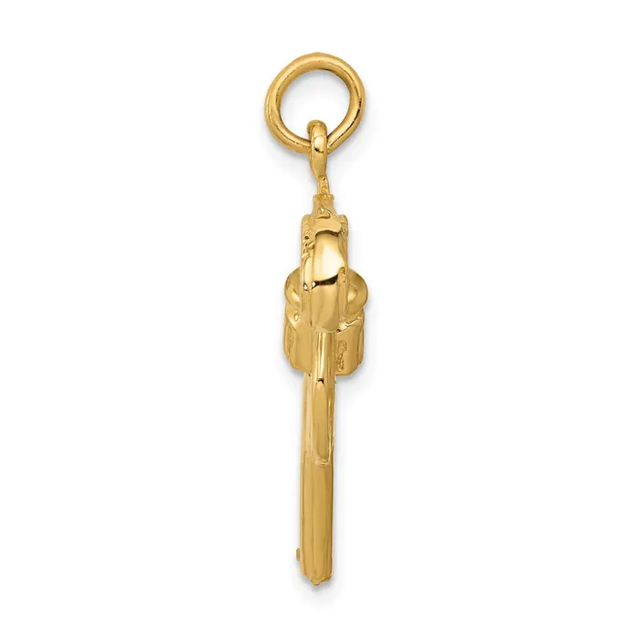 Charm Necklaces TreasureFineJewelers 14k and Rhodium Moveable Revolver Charm