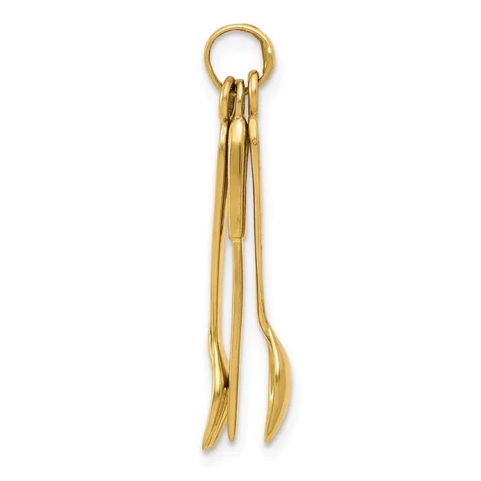 Charm Necklaces TreasureFineJewelers 14K Knife Fork and Spoon Charm