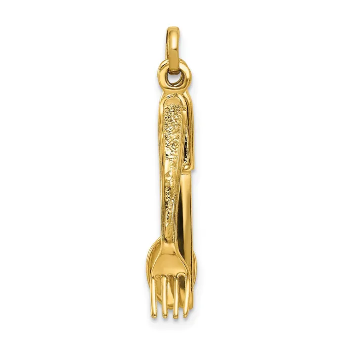Charm Necklaces TreasureFineJewelers 14K Knife Fork and Spoon Charm