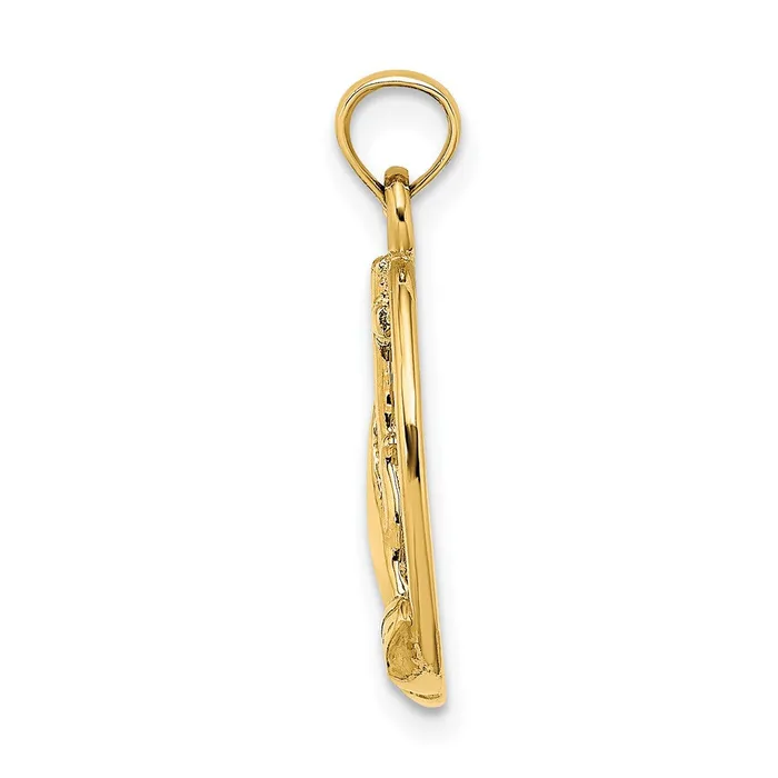 Charm Necklaces TreasureFineJewelers 14K Praying Hands and Cross In Oval Charm