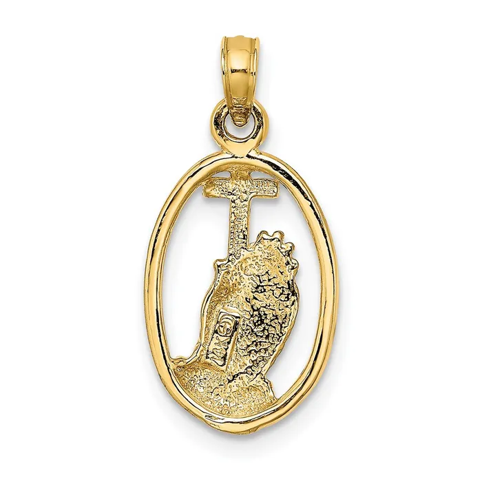 Charm Necklaces TreasureFineJewelers 14K Praying Hands and Cross In Oval Charm