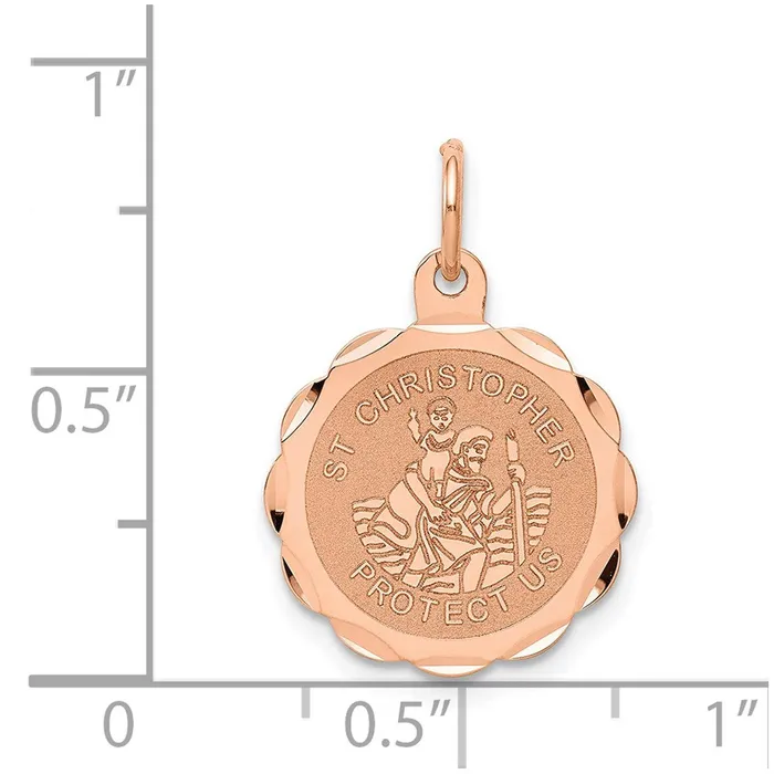 Charm Necklaces TreasureFineJewelers 14k Rose Gold Saint Christopher Medal Charm