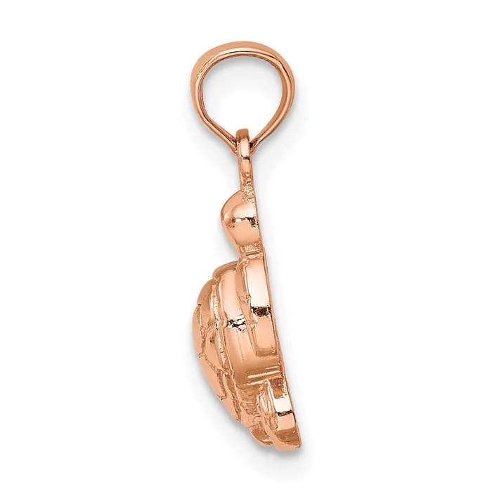 Charm Necklaces TreasureFineJewelers 14K Rose Gold Textured Mini Sea Turtle Charm