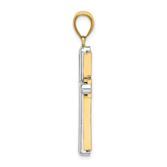 Charm Necklaces TreasureFineJewelers 14K Twotone Beveled Cross Charm