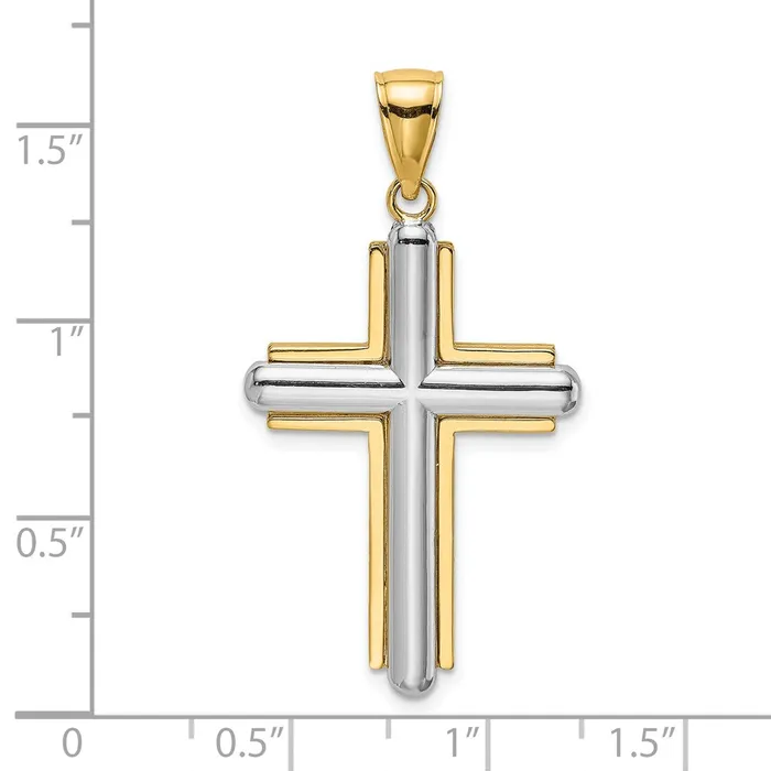 Charm Necklaces TreasureFineJewelers 14K Twotone Beveled Cross Charm