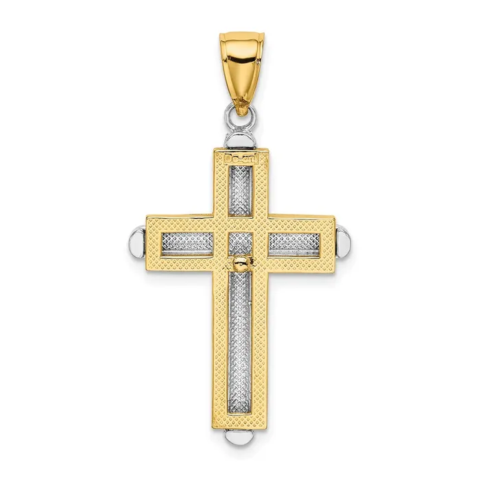 Charm Necklaces TreasureFineJewelers 14K Twotone Beveled Cross Charm