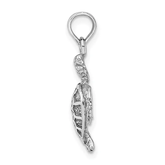 Charm Necklaces TreasureFineJewelers 14K White Gold Sea Turtle Charm
