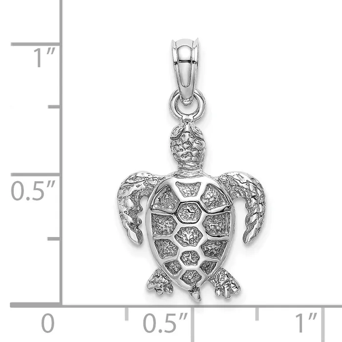Charm Necklaces TreasureFineJewelers 14K White Gold Sea Turtle Charm
