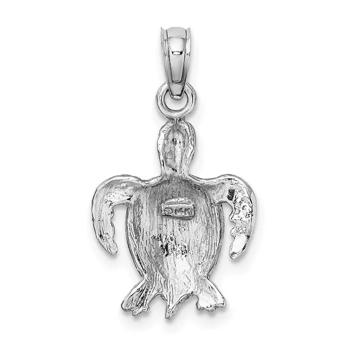 Charm Necklaces TreasureFineJewelers 14K White Gold Sea Turtle Charm