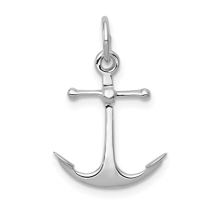 Charm Necklaces TreasureFineJewelers 14K White Gold Solid Polished 3D Anchor Charm Charm Necklaces TreasureFineJewelers 14K White Gold Solid Polished 3D Anchor Charm