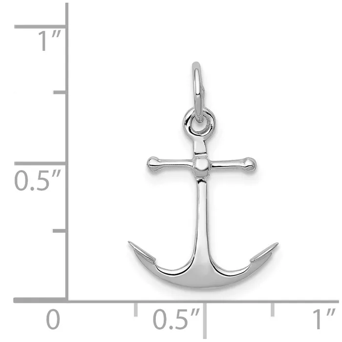 Charm Necklaces TreasureFineJewelers 14K White Gold Solid Polished 3D Anchor Charm