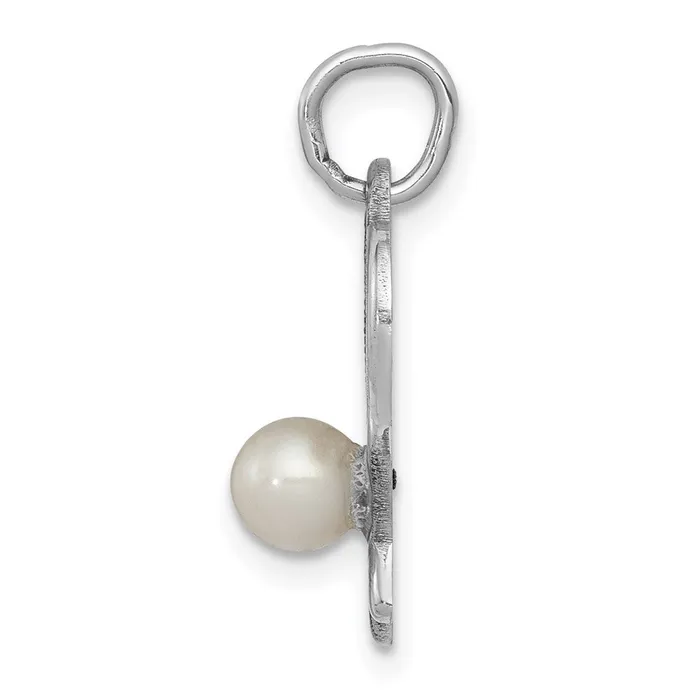 Charm Necklaces TreasureFineJewelers 14K White Gold Tennis Racquets WFWC Pearl Charm