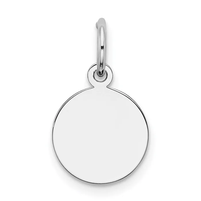 Charm Necklaces TreasureFineJewelers SS Rhplt Engraveable Round Polished FrontSatin Back Disc Charm Charm Necklaces TreasureFineJewelers SS Rhplt Engraveable Round Polished FrontSatin Back Disc Charm