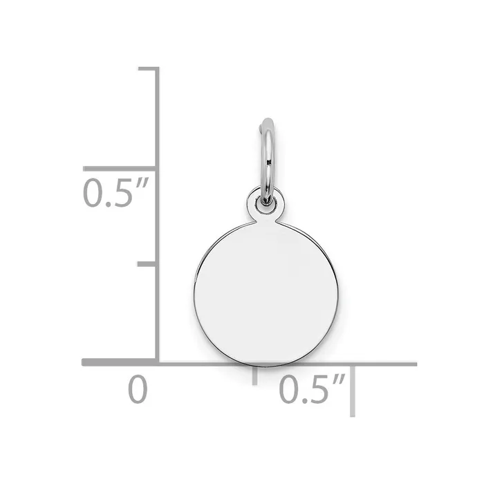 Charm Necklaces TreasureFineJewelers SS Rhplt Engraveable Round Polished FrontSatin Back Disc Charm