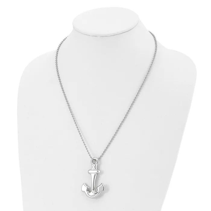 Chisel Stainless Steel Polished Hollow Anchor Pendant on a 22 inch Ball Chain Necklace TreasureFineJewelers Necklaces