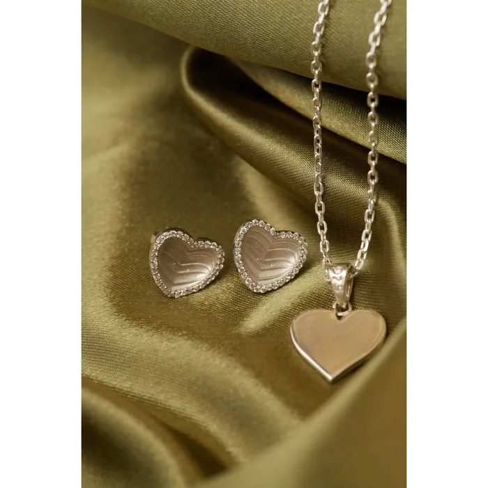 Earrings Ema Jewels Madison Heart Necklace and Achelois Sterling Silver Earrings SET Earrings Ema Jewels Madison Heart Necklace and Achelois Sterling Silver Earrings SET
