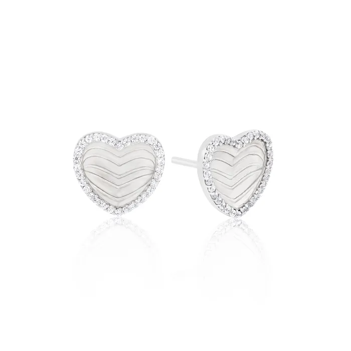 Earrings Ema Jewels Madison Heart Necklace and Achelois Sterling Silver Earrings SET