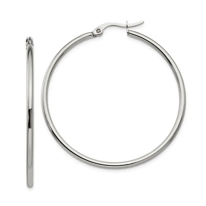 Earrings Stainless Steel Polished Hoop Earrings TreasureFineJewelers