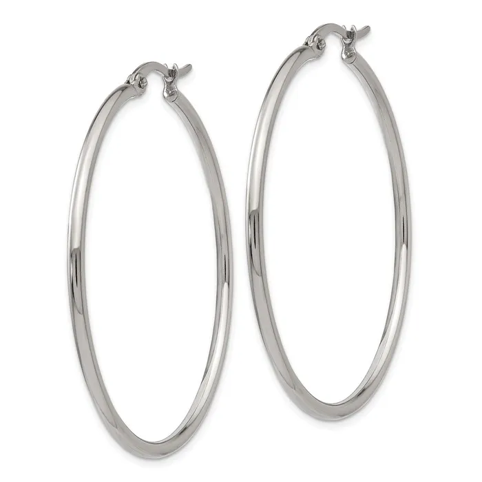 Earrings Stainless Steel Polished Hoop Earrings TreasureFineJewelers