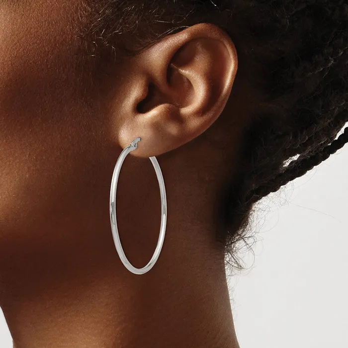 Earrings Stainless Steel Polished Hoop Earrings TreasureFineJewelers